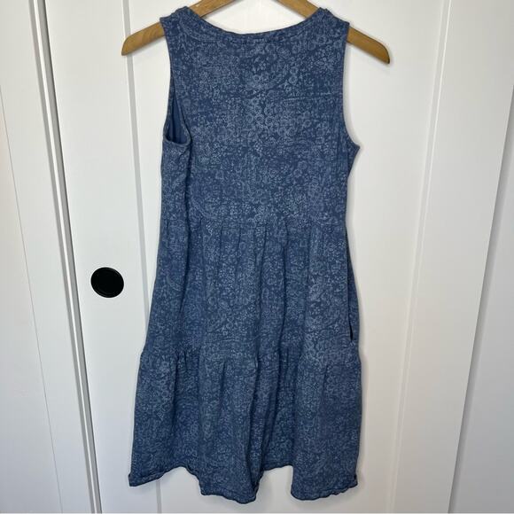 Frye Faded Bandana Blue Patterned Tiered Tank Dress W Pockets Size Small - Picture 7 of 7